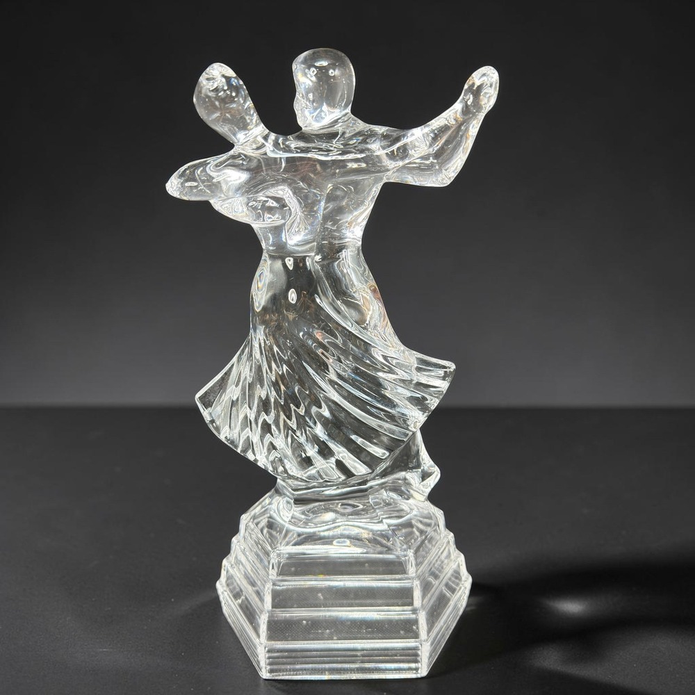 Royal Crystal Rock Tango Dancing Couple Crystal Figurine Italy 10in RCR VTG